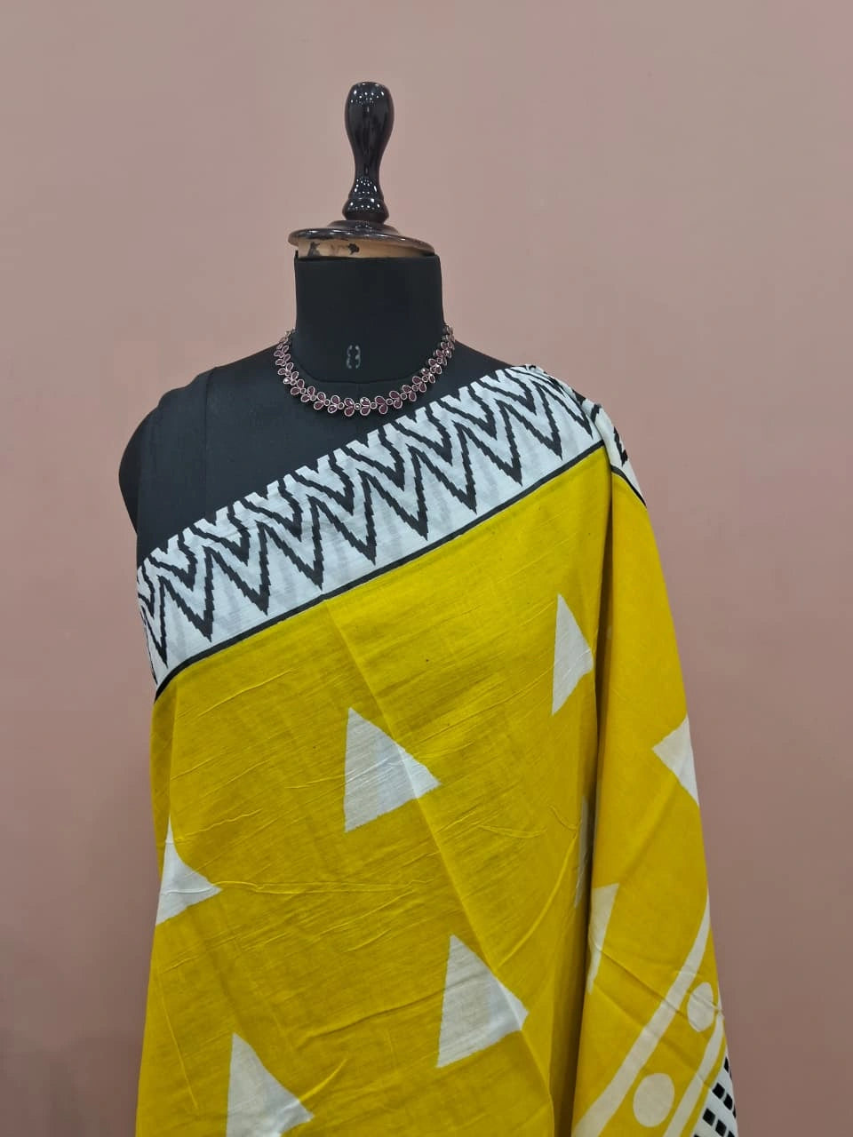 Mango Yellow Mulmul Cotton Saree 1