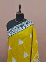 Mango Yellow Mulmul Cotton Saree 1