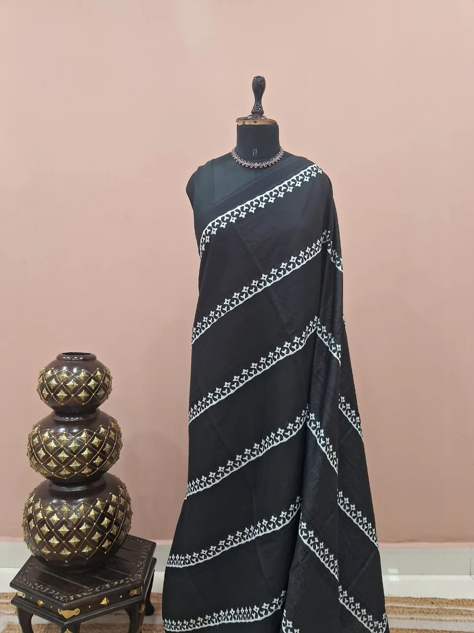 Black Mulmul Cotton Saree