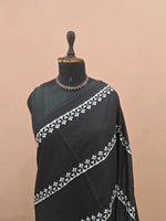 Black Mulmul Cotton Saree 1
