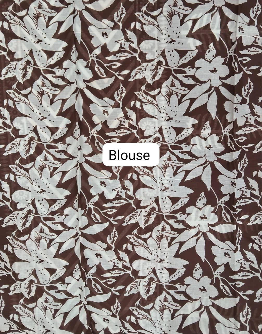 Dark Brown Mulmul Cotton Saree Blouse