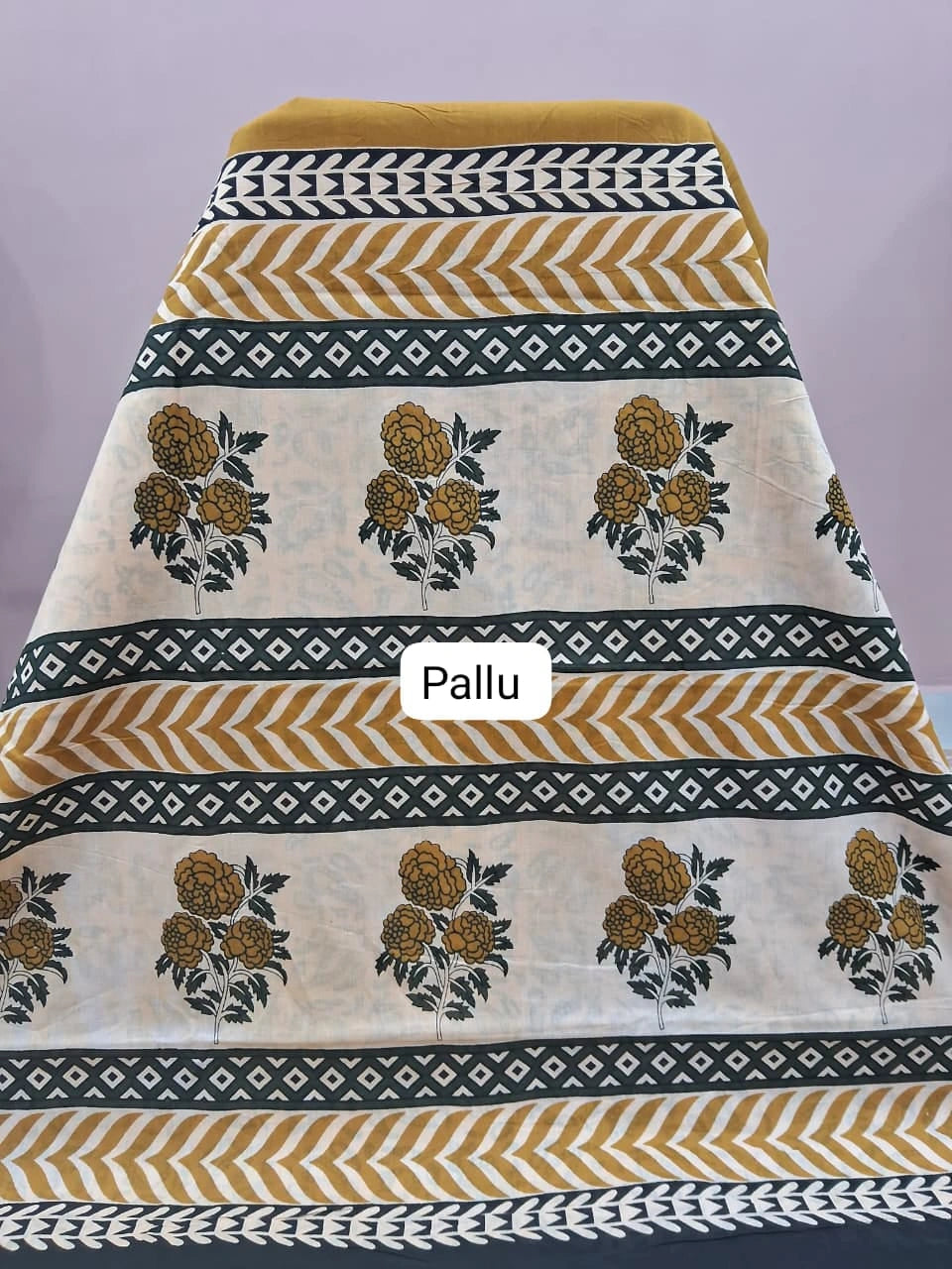 Mustard Yellow Plain Mulmul Cotton Saree Pallu
