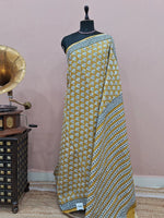 Light Mustard Yellow Mulmul Cotton Saree