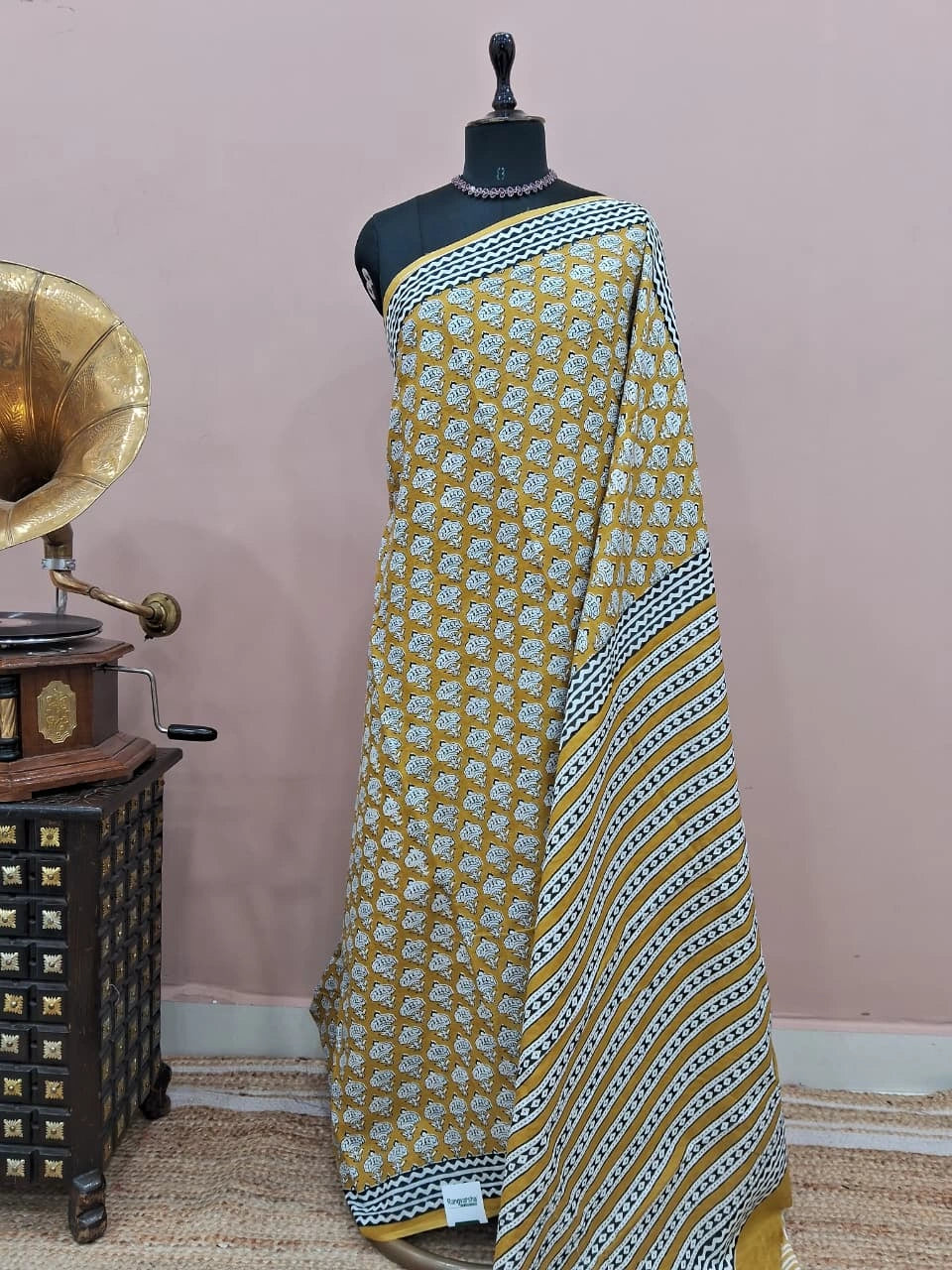 Light Mustard Yellow Mulmul Cotton Saree