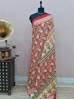 Red Mulmul Cotton Saree 