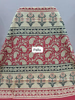 Red Mulmul Cotton Saree Pallu