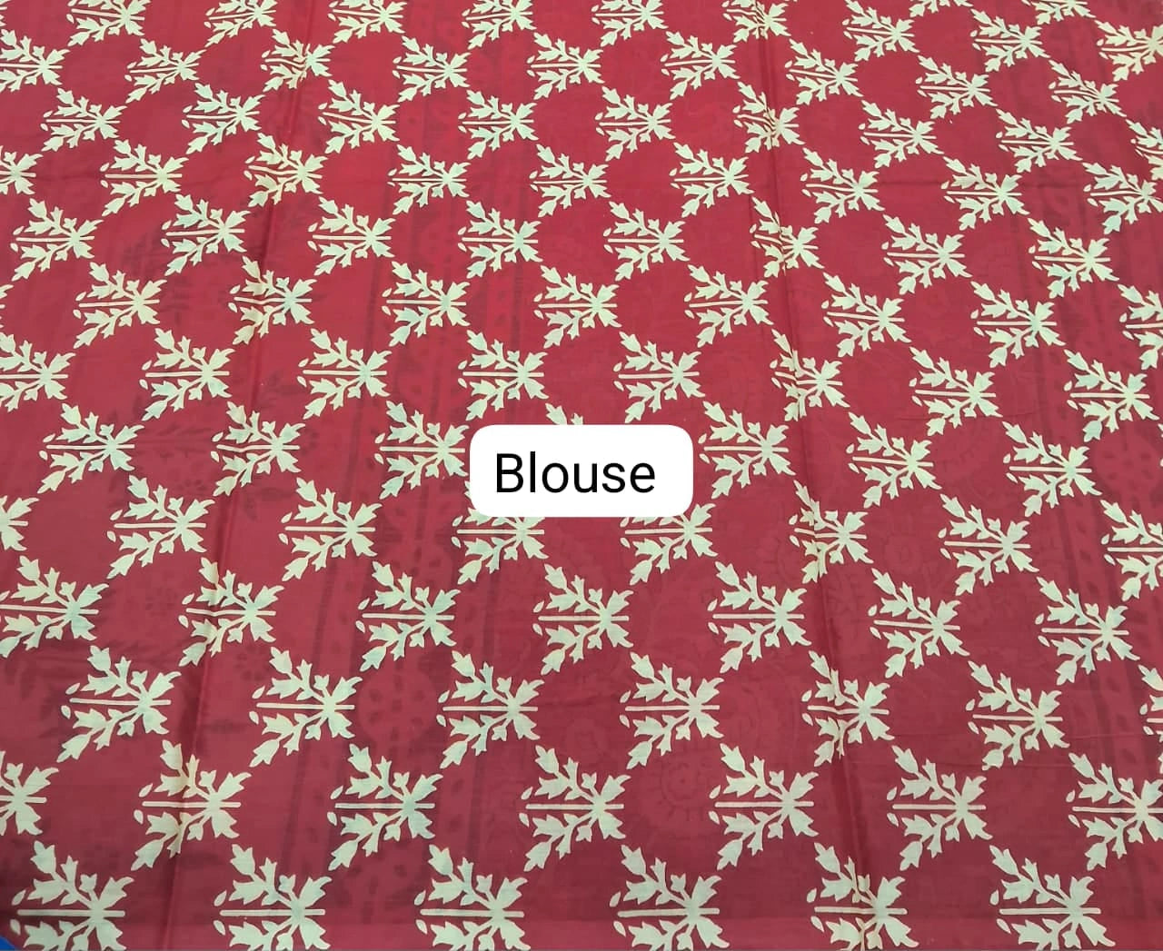 Red Mulmul Cotton Saree Blouse