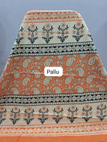 Orange Mulmul Cotton Saree pallu