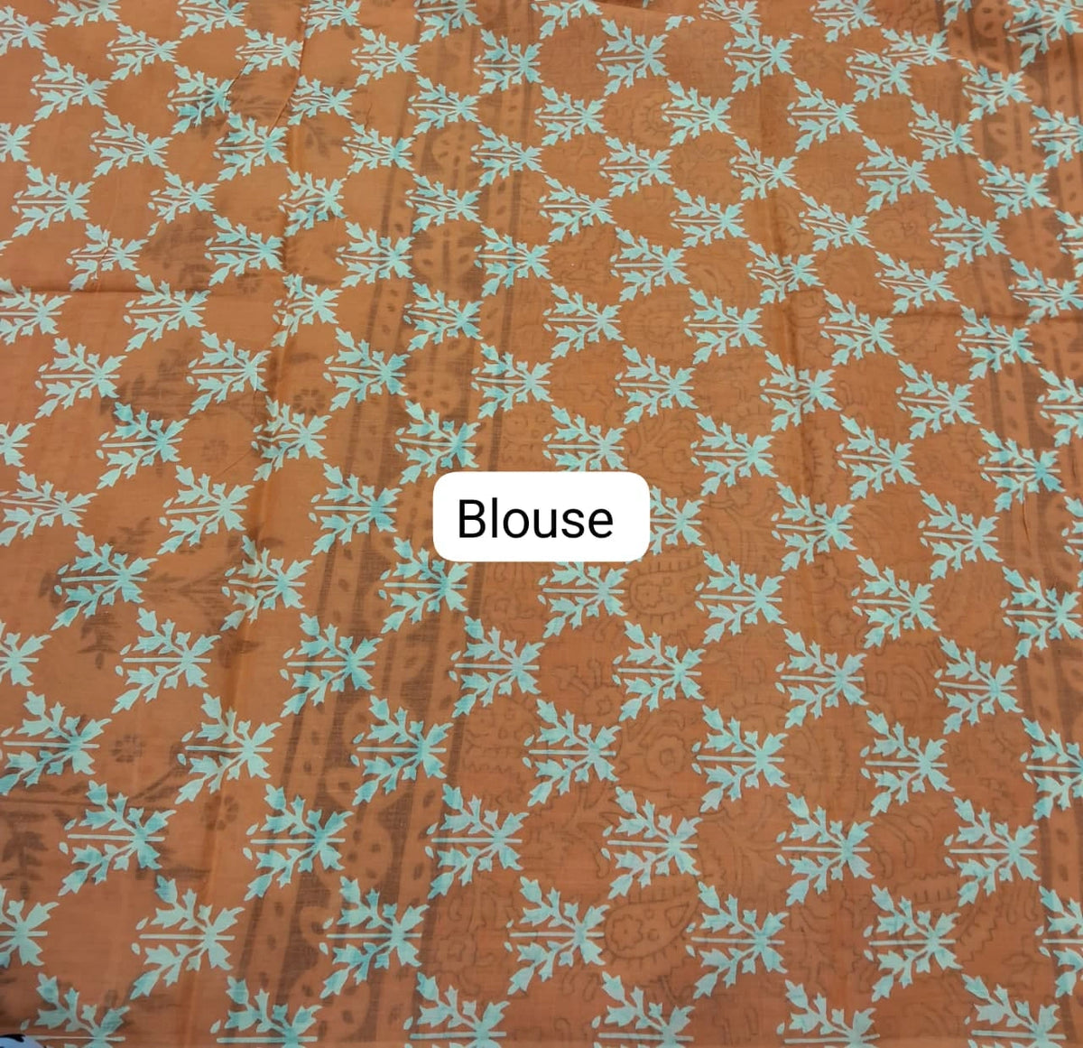 Orange Mulmul Cotton Saree blouse