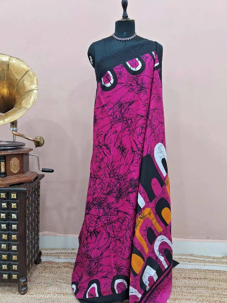 Pink Mulmul Cotton Saree