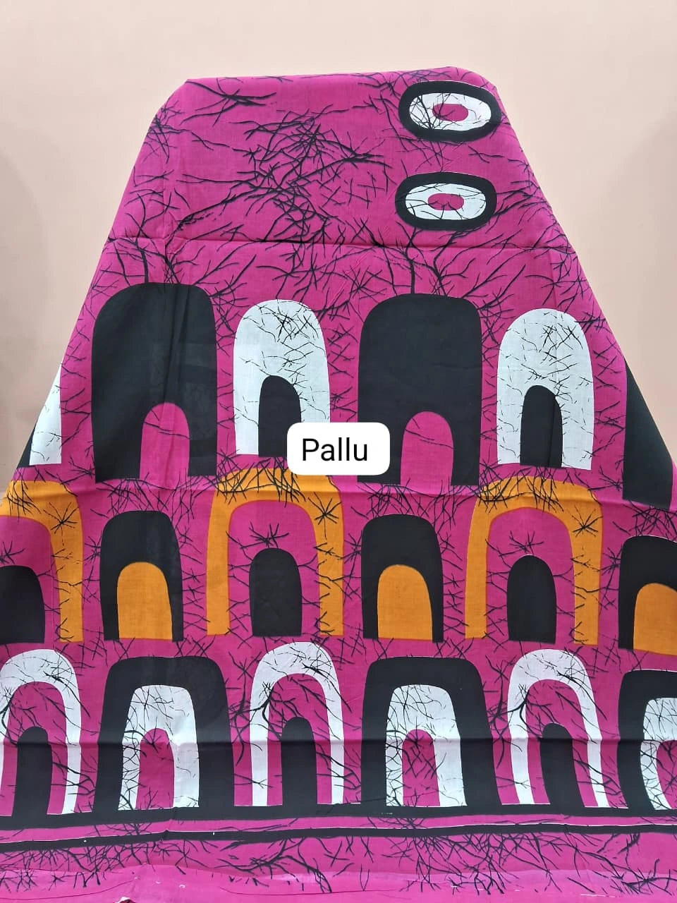 Pink Mulmul Cotton Saree Pallu