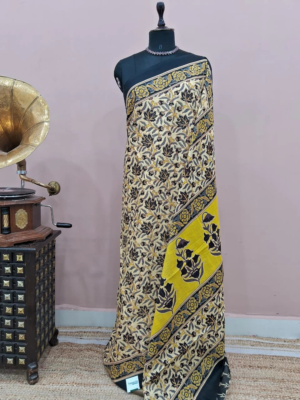 Dark Beige Mulmul Cotton Saree