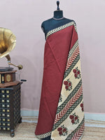 Red Plain Mulmul Cotton Saree 