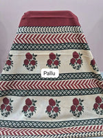 Red Plain Mulmul Cotton Saree Pallu
