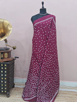 Wine Mulmul Cotton Saree