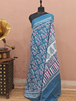 Sky Blue Mulmul Cotton Saree
