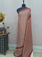 Brick Red Mulmul Cotton Saree