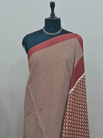 Brick Red Mulmul Cotton Saree 1