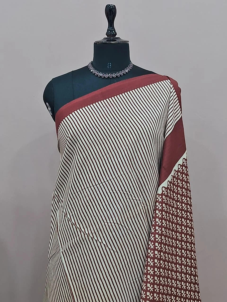 Cream Pure Mulmul Cotton Saree  1