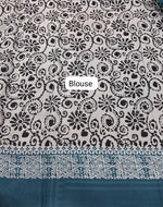 Caribbean Blue Plain Mulmul Cotton Saree Blouse