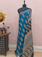 Blue Mulmul Cotton Saree