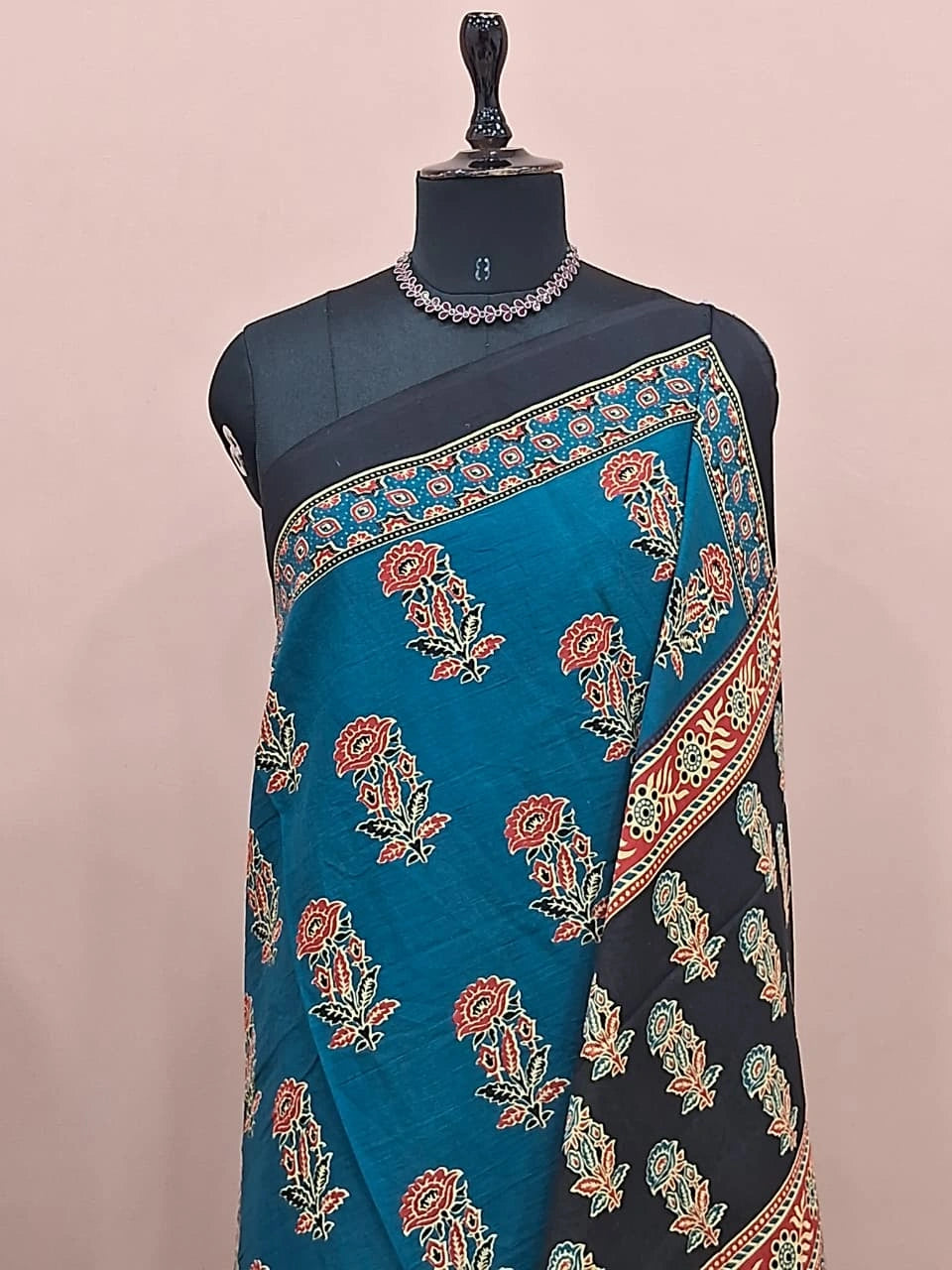 Blue Mulmul Cotton Saree 1