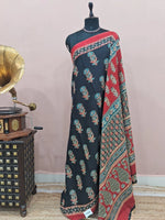 Pure Black Mulmul Cotton Saree