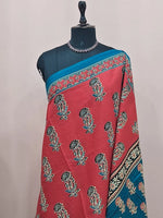 Tomato Red Mulmul Cotton Saree 1