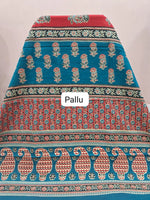 Tomato Red Mulmul Cotton Saree Pallu