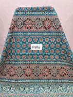 Teal Blue Mulmul Cotton Saree Pallu