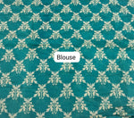 Beige and Blue Mulmul Cotton Saree blouse