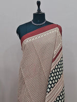 Beige Pure Mulmul Cotton Saree 1