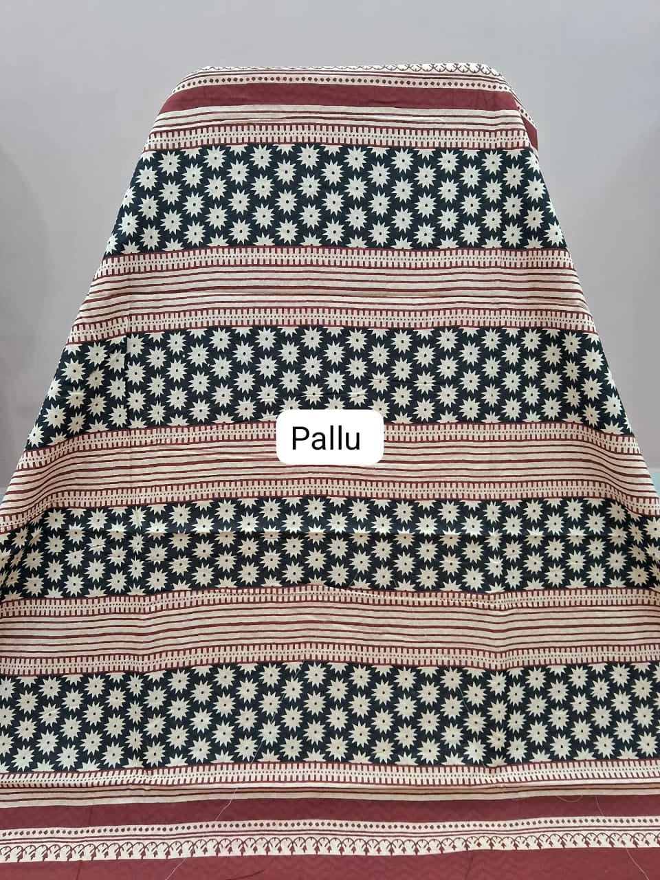 Beige Pure Mulmul Cotton Saree Pallu