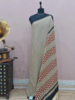 Cream Mulmul Cotton Saree