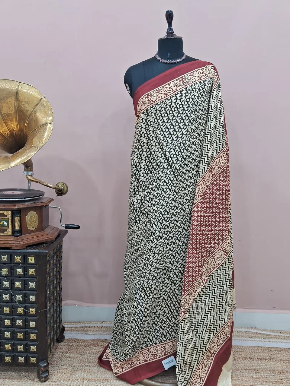 Black Mulmul Cotton Saree 