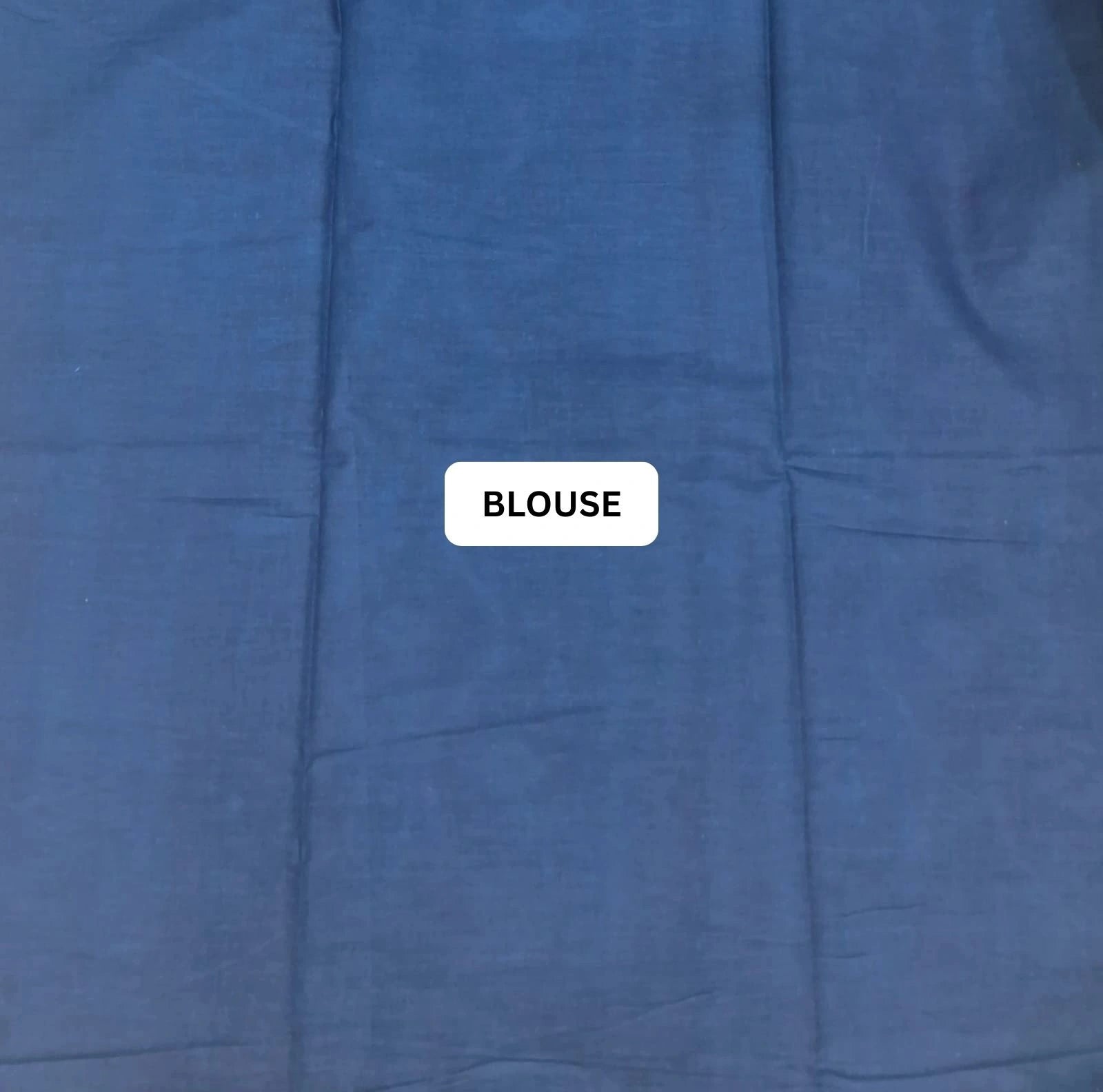 Sunshine Yellow & Indigo Blue Mulmul Cotton Saree blouse