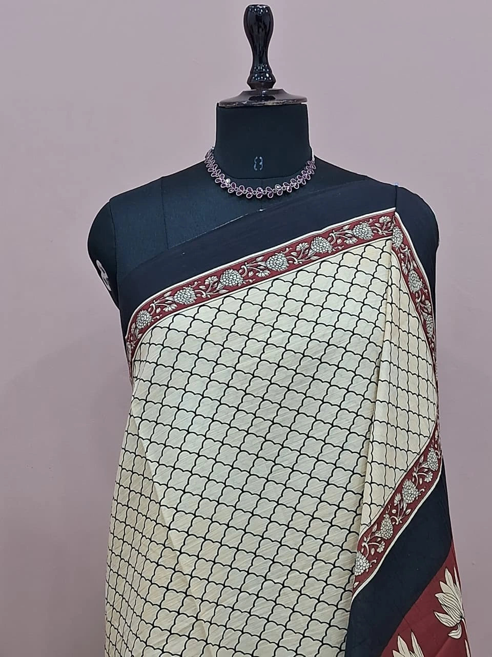 Dark Beige Pure Mulmul Cotton Saree  1