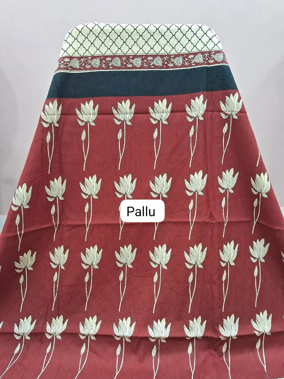 Dark Beige Pure Mulmul Cotton Saree Pallu