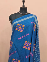Royal Blue Pure Mulmul Cotton Half &amp; Half Saree 1