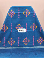 Royal Blue Pure Mulmul Cotton Half &amp; Half Saree Pallu