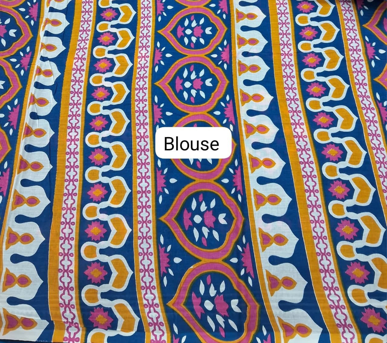 Royal Blue Pure Mulmul Cotton Half &amp; Half Saree Blouse