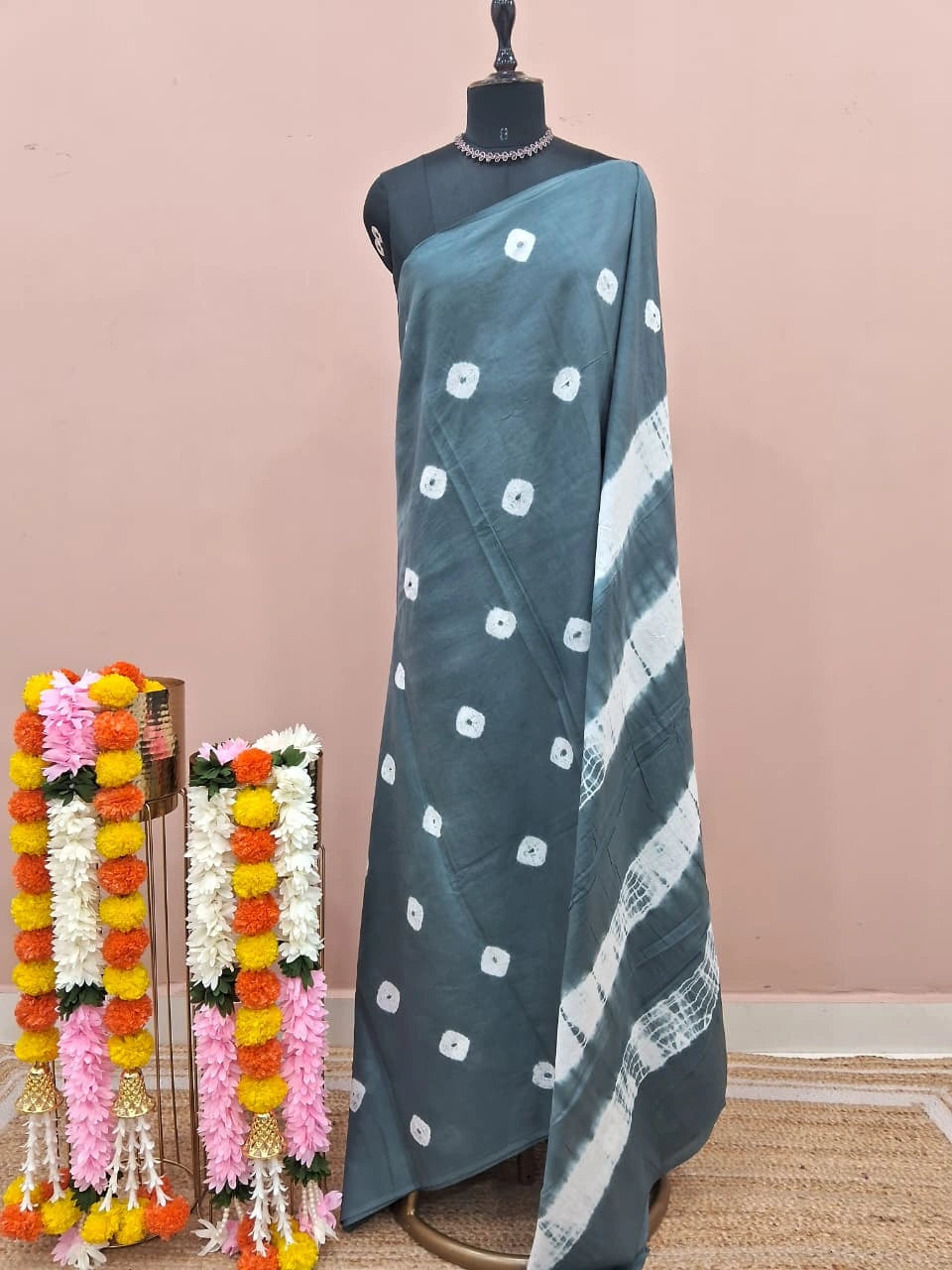 Grey Mulmul Cotton Saree