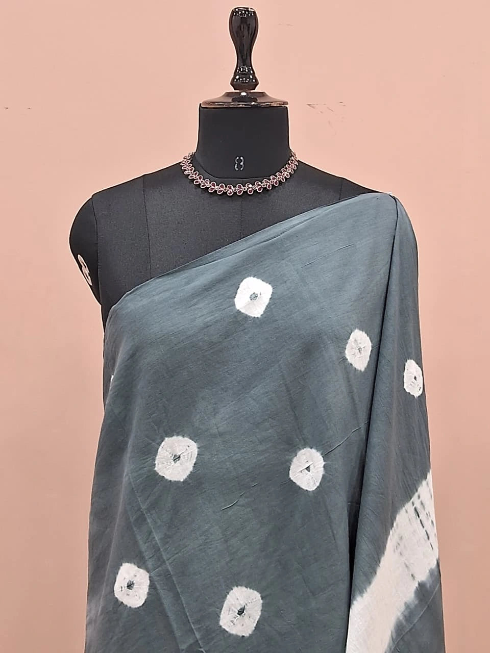 Grey Mulmul Cotton Saree 1