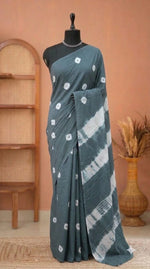 Grey Mulmul Cotton Saree