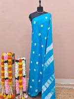 Sky Blue Mulmul Cotton Saree