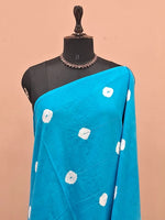 Sky Blue Mulmul Cotton Saree 1
