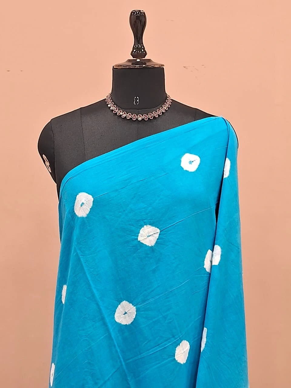 Sky Blue Mulmul Cotton Saree 1