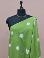 Leaf Green Mulmul Cotton Saree  1