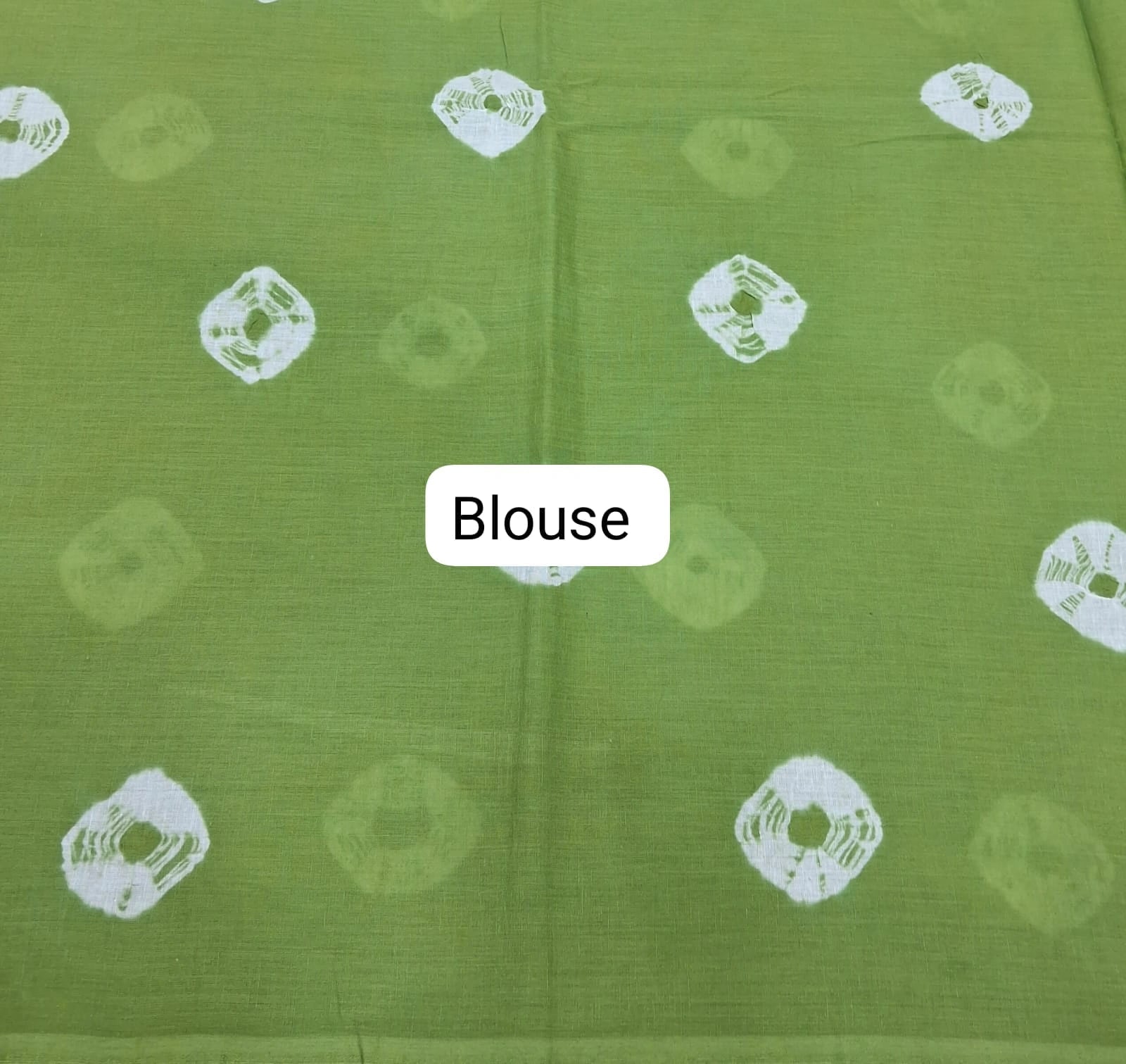 Leaf Green Mulmul Cotton Saree Blouse