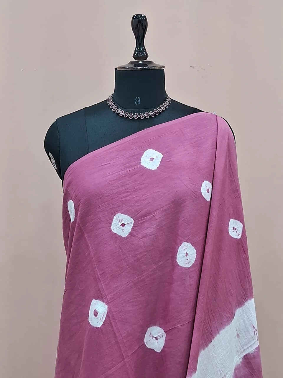 Dark Onion Pink Mulmul Cotton Saree 1